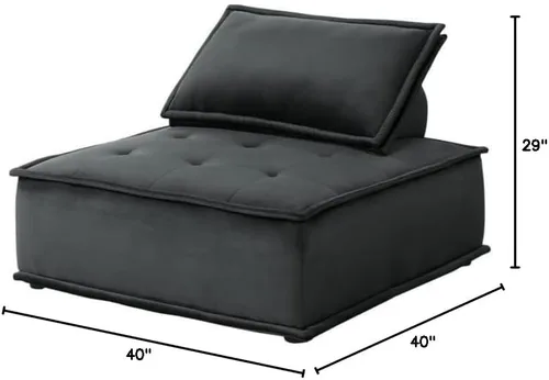 Miniatura 3 de Lilola Home Sillón sin brazos de terciopelo negro Anna