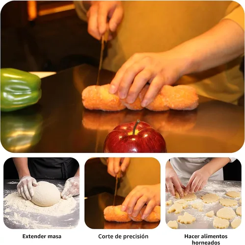 Miniatura 5 de Tablas de cortar de acero inoxidable para cocina, alfombrillas de corte para amasar, tabla de corte de metal para carne, frutas, verduras, pan