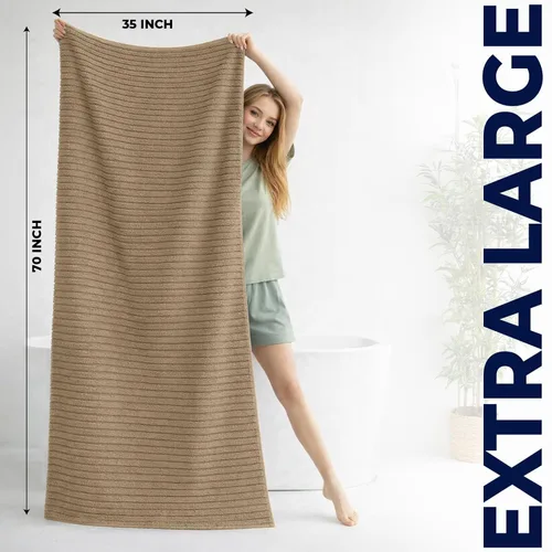 Miniatura 89 de DAN RIVER Paquete de 2 sábanas de baño de 35x70 pulgadas, sábanas de baño jumbo acanaladas para adultos, toallas grandes gruesas y absorbentes