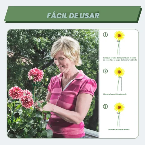 Miniatura 4 de Joyhalo Paquete de 12 estacas para plantas, estacas de soporte para plantas de 16 pulgadas, soporte de palos para plantas con 24 lazos giratorios