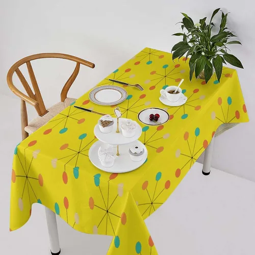 Miniatura 54 de Mantel retro moderno de mediados de siglo, diseño de colores retro de los años 50, resistente al agua, mantel lavable para cocina, comedor, fiesta