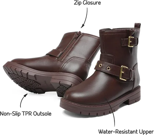 Miniatura 3 de DREAM PAIRS Botines impermeables con cremallera lateral para niñas pequeñas y grandes