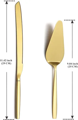 Miniatura 2 de Berglander Servidores de pastelería de pastel de oro, juego de servir de acero inoxidable, juego de cuchillos para pasteles y servidores, perfecto