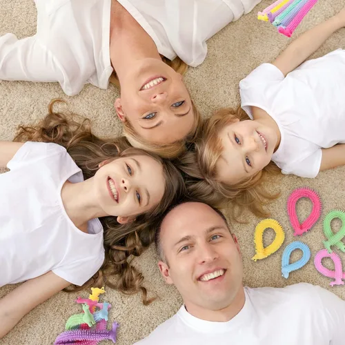 Miniatura 7 de Paquete de 18 juguetes elásticos para ansiedad, cuerda sensorial mejorada, cuerdas elásticas coloridas para niños, adultos, autismo, alivio