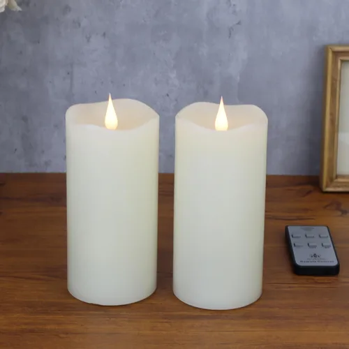 TECHLONG Velas sin llama con control remoto y temporizador, velas de 3D con llama parpadeante operadas por batería que duran más de 1000 horas,