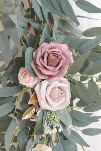 Miniatura 5 de Floroom Guirnalda de eucalipto artificial de 6 pies con flores, vegetación falsa, guirnalda de vid floral sintética para decoración de mesa, centros
