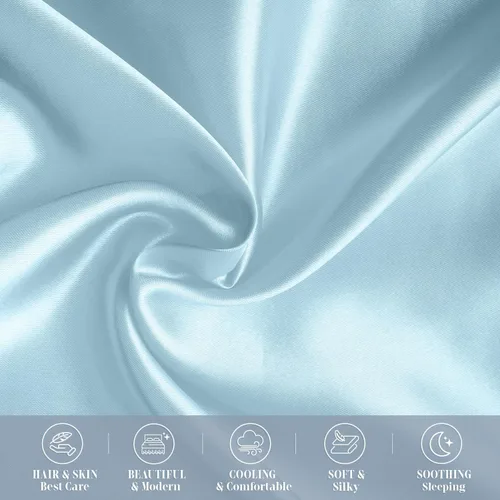 Miniatura 7 de Elegant Comfort Juego de 4 fundas de almohada de satén de viscosa refrescante con cierre de cremallera oculto, suave como la seda para el cuidado