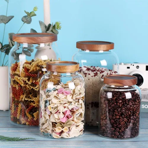 Miniatura 6 de LEAVES AND TREES Y Tarro de vidrio de 1 galón con tapa hermética y parte inferior antideslizante para almacenamiento de alimentos secos