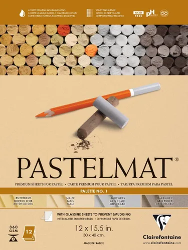 Miniatura 4 de Clairefontaine Pastelmat - Papel especial para pastel (encolado, 30 x 40 cm) - Paleta No. 5 - (12 x 15 3/4 pulgadas) - 360g - 12 hojas - Verde Verde