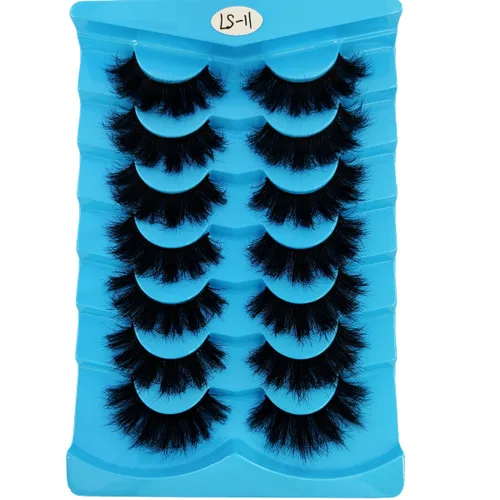 Miniatura 19 de 6 pares de pestañas postizas de ojo de gato, esponjosas pestañas de visón sintético 8D, pestañas dramáticas largas y gruesas (7 pares-BHZ01)