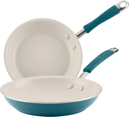 Miniatura 22 de Rachael Ray Cucina Sartén antiadherente de cerámica/Sartén, 12.5 pulgadas antiadherentes Sartén abierta, apta para lavavajillas - Azul marino
