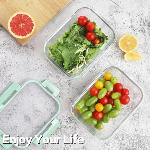 Miniatura 2 de HOMBERKING 24 recipientes de vidrio para almacenamiento de alimentos con tapas, recipientes de vidrio para preparación de comidas, cajas Bento