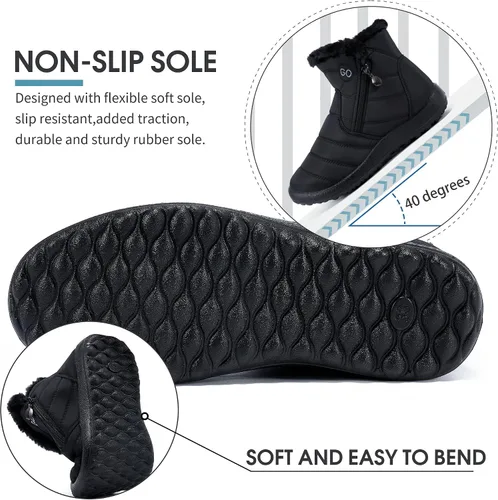 Miniatura 5 de Botas de nieve para mujer con forro de piel abrigadas, impermeables, cómodas, con forro de piel, para mujer, para exteriores.