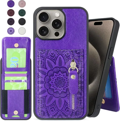 Miniatura 7 de Harryshell Funda compatible con iPhone 13 Pro Max con ranuras para tarjetas [capacidad para hasta 6 tarjetas] Función de soporte, bolsillo