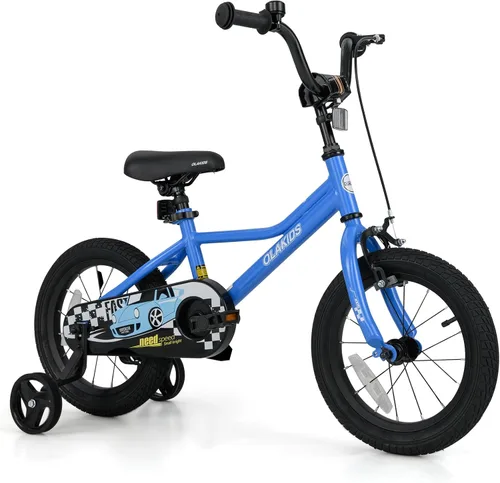 Miniatura 16 de Olakids Bicicleta para niños, 12, 14, 16, 18 pulgadas, con ruedas de entrenamiento, asiento ajustable y manillar, freno y freno de mano, bicicleta