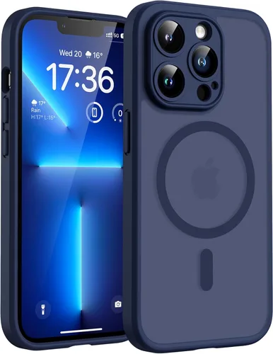 Miniatura 118 de TOCOL Funda magnética 3 en 1 para iPhone 14 Pro, mejorada [protección completa de cámara] con 2 protectores de pantalla, funda de grado militar Azul
