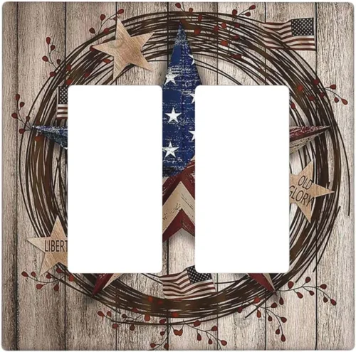 Miniatura 26 de Cubiertas decorativas para placa de interruptor, bandera estadounidense, receptáculo de 1 banda, placa de pared dúplex, cubierta de interruptor