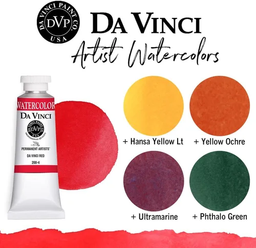 Miniatura 229 de DA VINCI PAINTS Pintura Acuarela Profesional para Artistas, Alizarin Crimson (Quinacridone), 37ml Índigo
