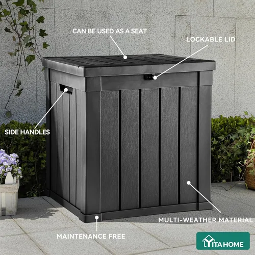 Miniatura 3 de YITAHOME Caja de almacenamiento para la terraza, de 51 galones, contenedor de almacenamiento para exteriores resistente a la intemperie para cojines