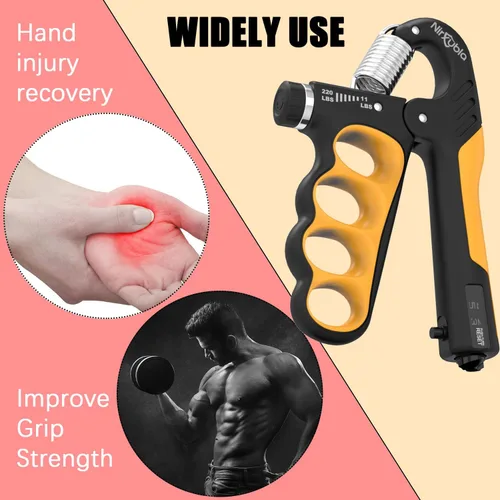 Miniatura 6 de Entrenador fortalecedor de agarre de mano, resistencia ajustable, 11 LBS-220 libras, fortalecedor de antebrazo, exprimidor de mano con contador