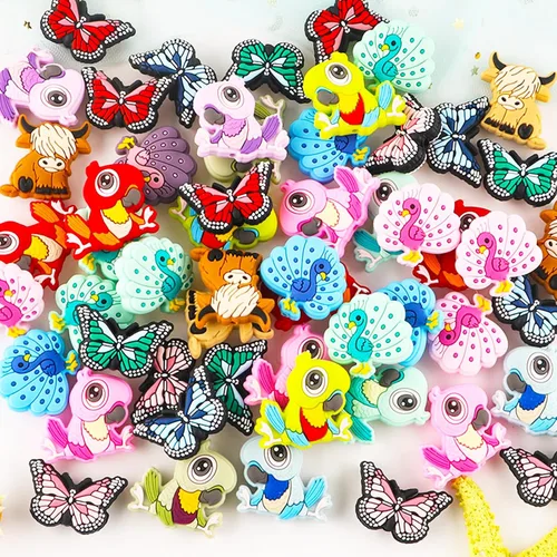 Miniatura 4 de 10 cuentas de silicona de animales lindos para fabricación de joyas a pulseras, cadenas de joyería, bolígrafo, accesorios de cuentas (A5)