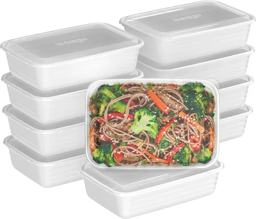 Miniatura 15 de Bentgo Prep - 20 piezas de contenedores reutilizables para preparación de comidas con 1 compartimento y tapas, materiales libres de PFAS y BPA