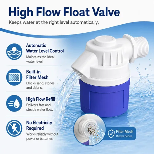 Miniatura 2 de Válvula de flotador de agua automática roscada NPT de 1 pulgada, válvula de control automático de nivel de agua de PVC resistente para canal de agua
