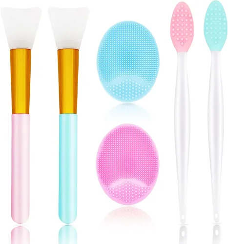 Miniatura 11 de Juego de 5 piezas de limpiador de silicona, cepillo para exfoliar labios, cepillo de limpieza facial de silicona, herramienta aplicadora facial y 2