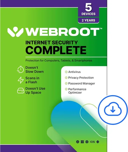 Webroot Seguridad de Internet completa | Software antivirus 2023 | 5 dispositivos | Descarga de 2 años para PC/Mac/Chromebook/Android/IOS +