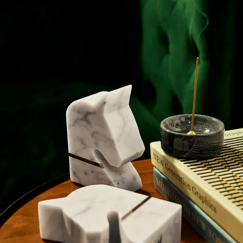 Miniatura 5 de Juego de soportes de incienso 100% mármol, quemador de incienso japonés, colector de cenizas, soporte de incienso con palo de incienso de sándalo