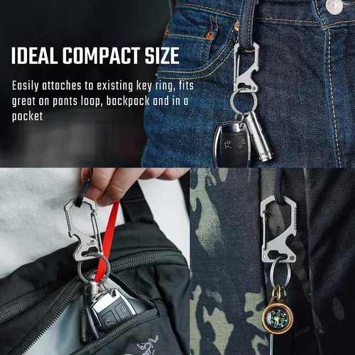 Miniatura 6 de KeyUnity Keychain Carabiner Clip, Anti-Lost Quick Release Titanium Key Holder, 2 inch Key Organizer Heavy Duty for Men & Women