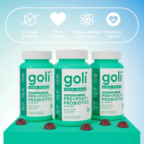 Miniatura 4 de Goli Zero Sugar Pre Pro - Gomitas postbióticas 3 en 1 del mundo con DE111, XOS, MCC1849, sin alcoholes de azúcar, veganas, aptas para dieta