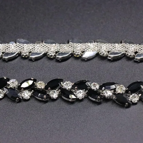 Miniatura 4 de Jerler Borde de diamantes de imitación de 1 yarda, aplique de cadena de diamantes de imitación, ideal para decoración de bricolaje y adornos de ropa