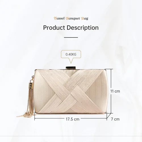 Miniatura 2 de Lanpet Bolsos de mano de noche para mujer, de satén, de seda, con colgante de borla