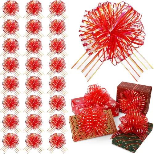 Miniatura 9 de Poen 24 Piezas Lazos de Organza con Cordón de Navidad de 6 Pulgadas Lazos Grandes de Cinta para Envolver Regalos Manualidades para Envolver Regalos