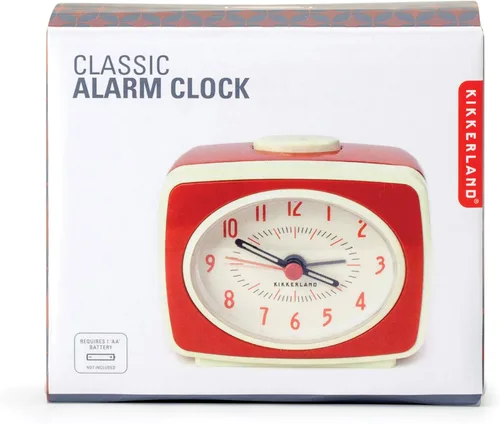 Miniatura 4 de Kikkerland Pequeño reloj despertador analógico retro clásico estilo vintage, movimiento de cuarzo, agujas que brillan en la oscuridad