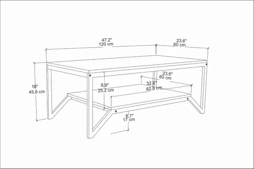 Miniatura 2 de Flora - Mesa auxiliar rectangular moderna de diseño industrial de 47 pulgadas de ancho, parte superior de madera con acabado de mármol, marco