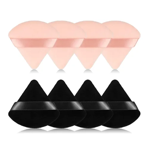 Miniatura 15 de 8 piezas Esponja para polvo de cara en forma de triángulo, suave y aterciopelada, para polvo suelto, polvo corporal, esponja de maquillaje