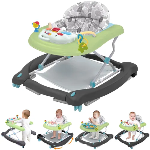 Miniatura 13 de Andador de actividades plegable 5 en 1 para bebé, balancín, centro de actividades, gorila, caminador de asiento, caminador de empuje, ruedas Rosa