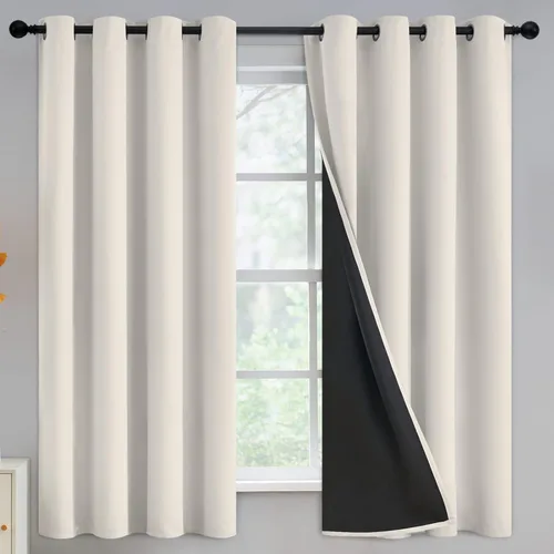 Miniatura 356 de Yakamok Cortinas negras, cortinas de ventana con aislamiento térmico y eficiencia energética para dormitorio, cortinas opacas completas y cortinas