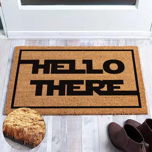 Miniatura 4 de Tapete divertido de fibra de coco con texto en inglés «Hello There Welcome Front Porche» para la entrada al aire libre, personalizado, parte trasera