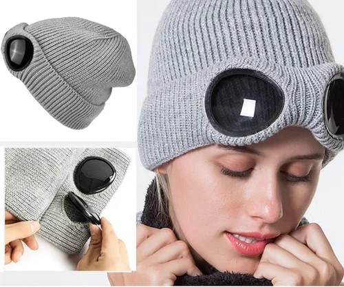 Miniatura 5 de Belsen Gorro de punto unisex con gafas de invierno cálido a prueba de viento
