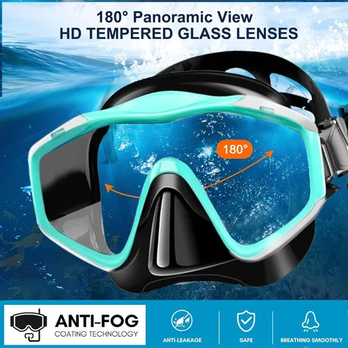 Miniatura 2 de Máscara de snorkel para adultos, juego de esnórquel seco, equipo de esnórquel para adultos, máscara panorámica de natación de vista amplia