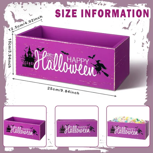 Miniatura 2 de Sintuff Cuenco de madera para dulces de Halloween, soporte grande y divertido para platos de dulces, vajilla de truco o trato para fiestas