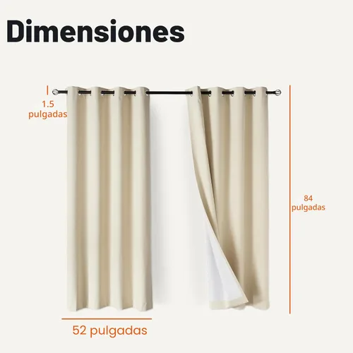 Miniatura 5 de Amazon Basics Cortinas 100% opacas con ojales, 2 paneles, 52 x 84 pulgadas, beige