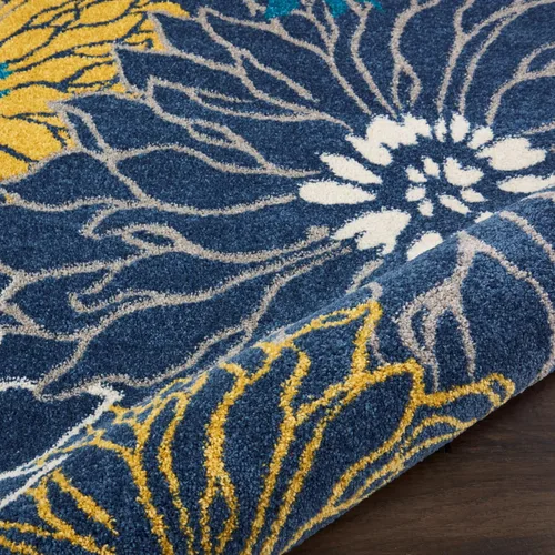 Miniatura 9 de Nourison Passion - Alfombra azul, de 6 pies, 7 pulgadas x 9 pies, 6 pulgadas, floral, campestre, fácil de limpiar, no desprende pelo