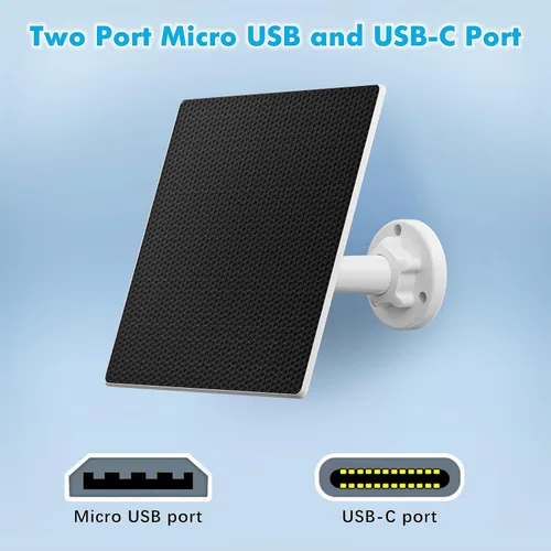 Miniatura 7 de Cargador de panel solar para cámara de seguridad al aire libre, paneles solares de 5 W con adaptador micro USB y USB C para cámara de batería