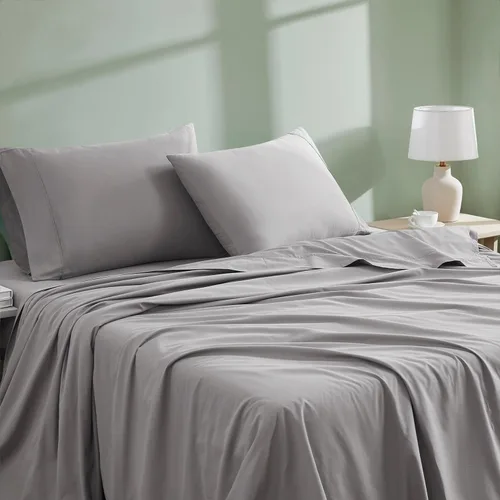 Miniatura 13 de Linen Closet Juego de 4 piezas de sábanas de 100% algodón orgánico tamaño completo, tejido de percal, crujiente, fresco, suave y duradero, sábanas