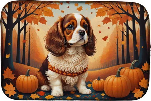 Miniatura 54 de Caroline's Treasures DAC1042DDM Tapete de secado de platos de otoño con perro salchicha absorbente para secar platos para encimera de cocina, tapete