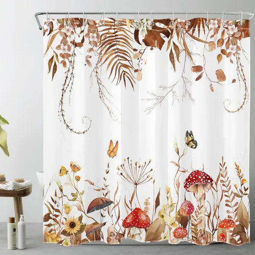 Miniatura 17 de LB Cortina de ducha espeluznante de Halloween, lindo fantasma en flores, árbol negro, luna llena, cortinas de ducha para baño, tela de poliéster